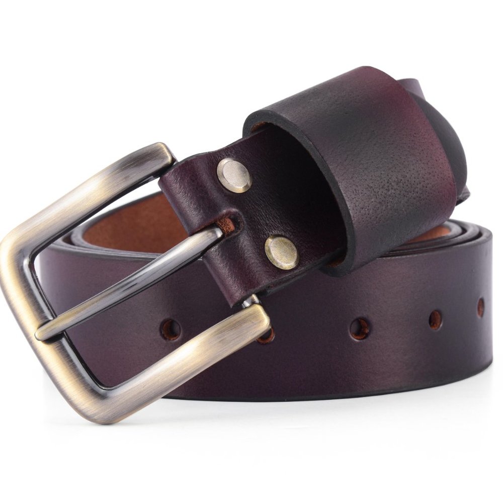 Men's Leather Belt - Antique Dark Maroon Handmade Belt- Free Personalization - Picture 6 of 15
